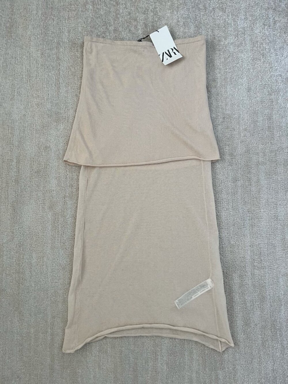 NWT Zara Boho Cotton Tiered Knit Pull On Maxi Skirt S